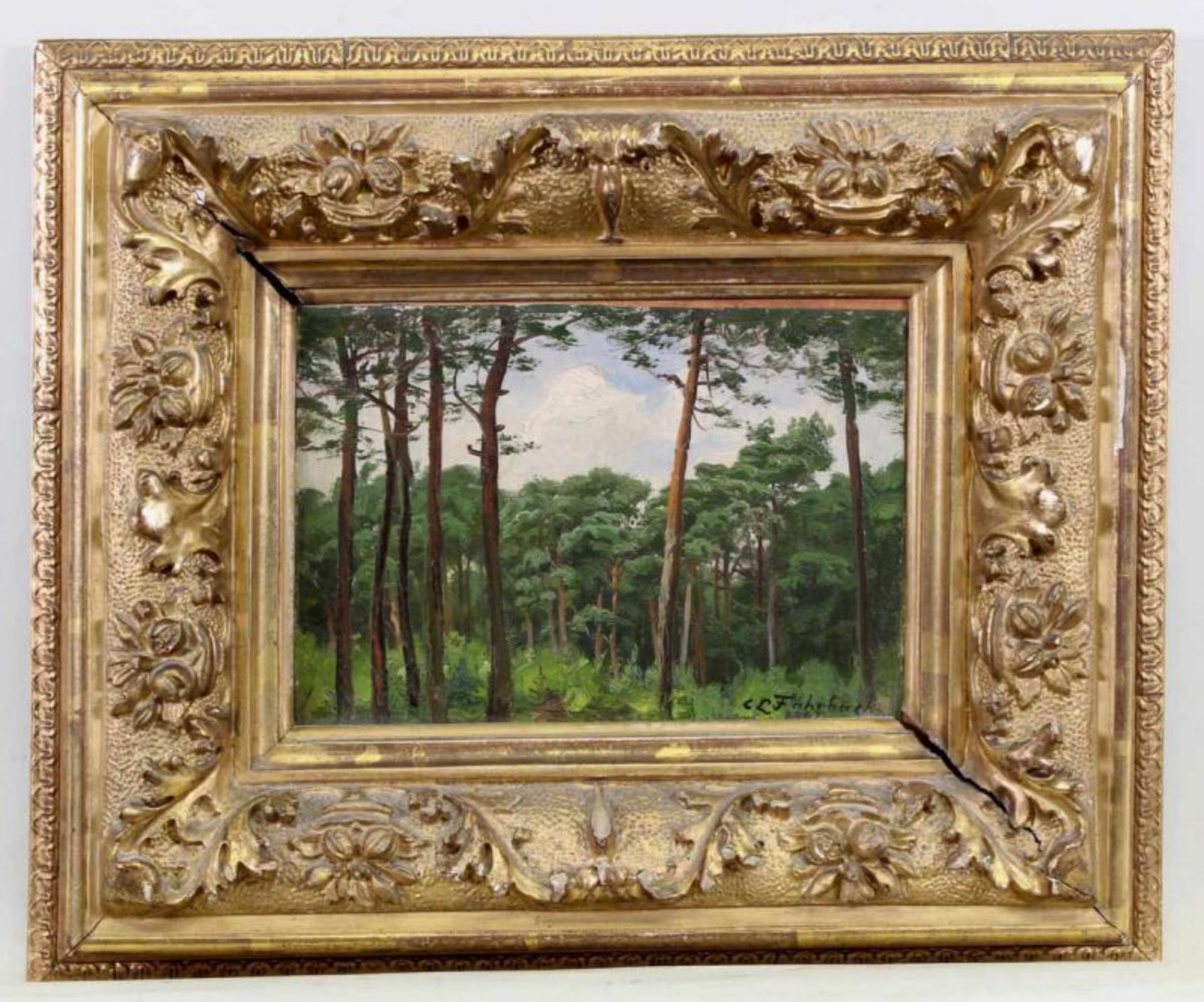 Fahrbach, Carl Ludwig (1835 Heidelberg - 1902 Düsseldorf), "Kleine Waldstudie", Öl auf Leinwand, auf - Bild 2 aus 4