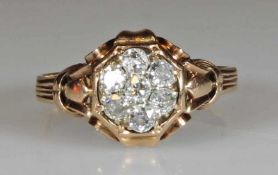 Ring, RG 750, ostasiatische Punzen, 7 Diamanten, 3 g, RM 17.5 25.00 % buyer's premium on the