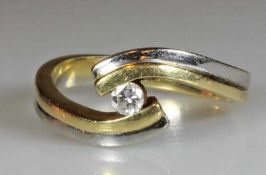 Ring, WG/GG 750, 1 Brillant ca. 0.10 ct., 5 g, RM 17 25.00 % buyer's premium on the hammer price,