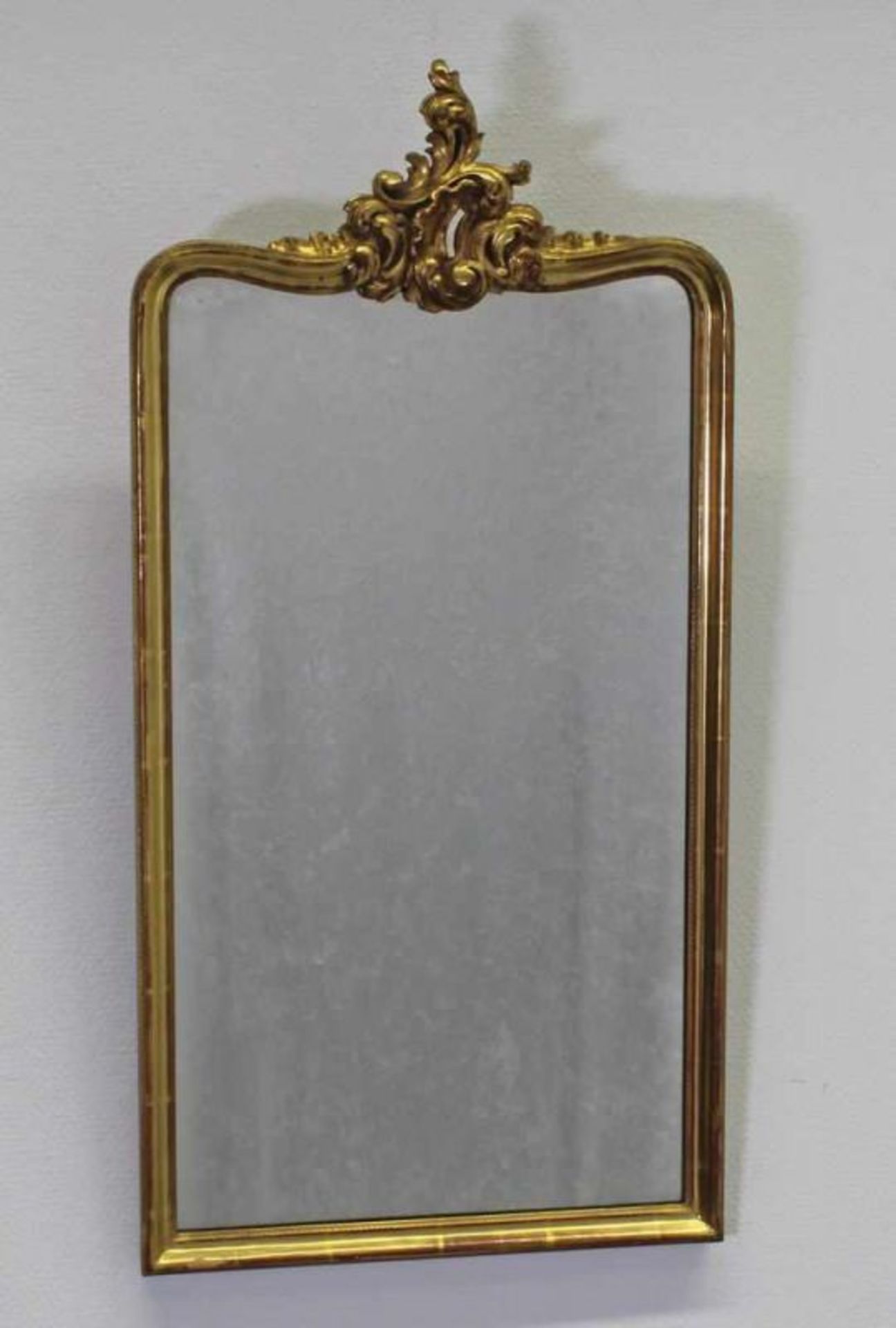 Wandspiegel, Louis XV-Stil, Conzen, Düsseldorf, Holz, geschnitzt, vergoldet, 77.5 x 39 cm 25.00 %