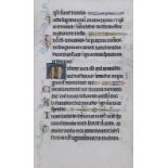 Seite aus einem Stundenbuch, 15. Jh., mit Randverzierungen und großen Initialen, ca. 18.5 x 11 cm,