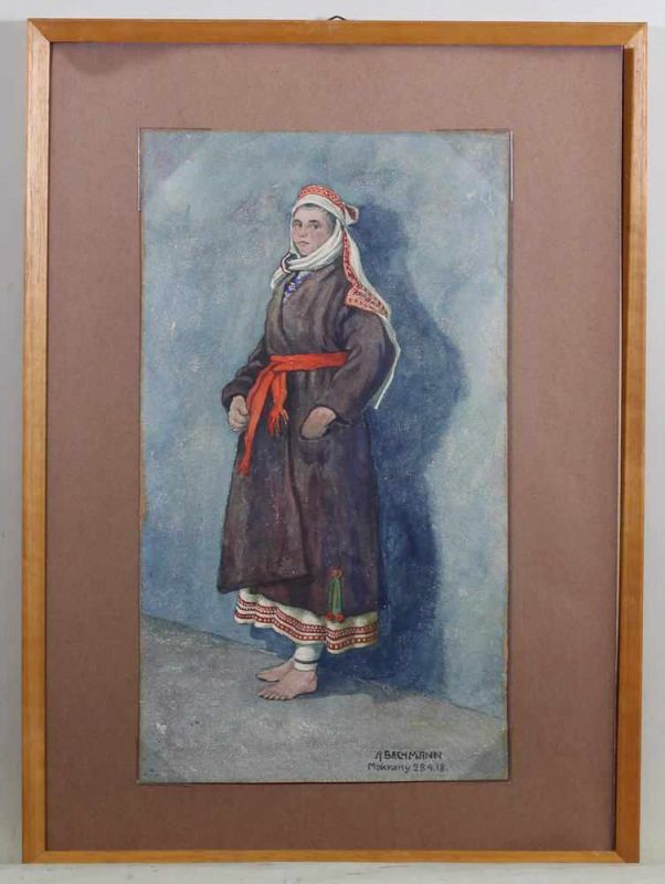 Bachmann, Ad. (tätig 1. Viertel 20. Jh.), 4 Aquarelle, "Braut aus Holowno", "Frau aus Mokrany", " - Image 8 of 9