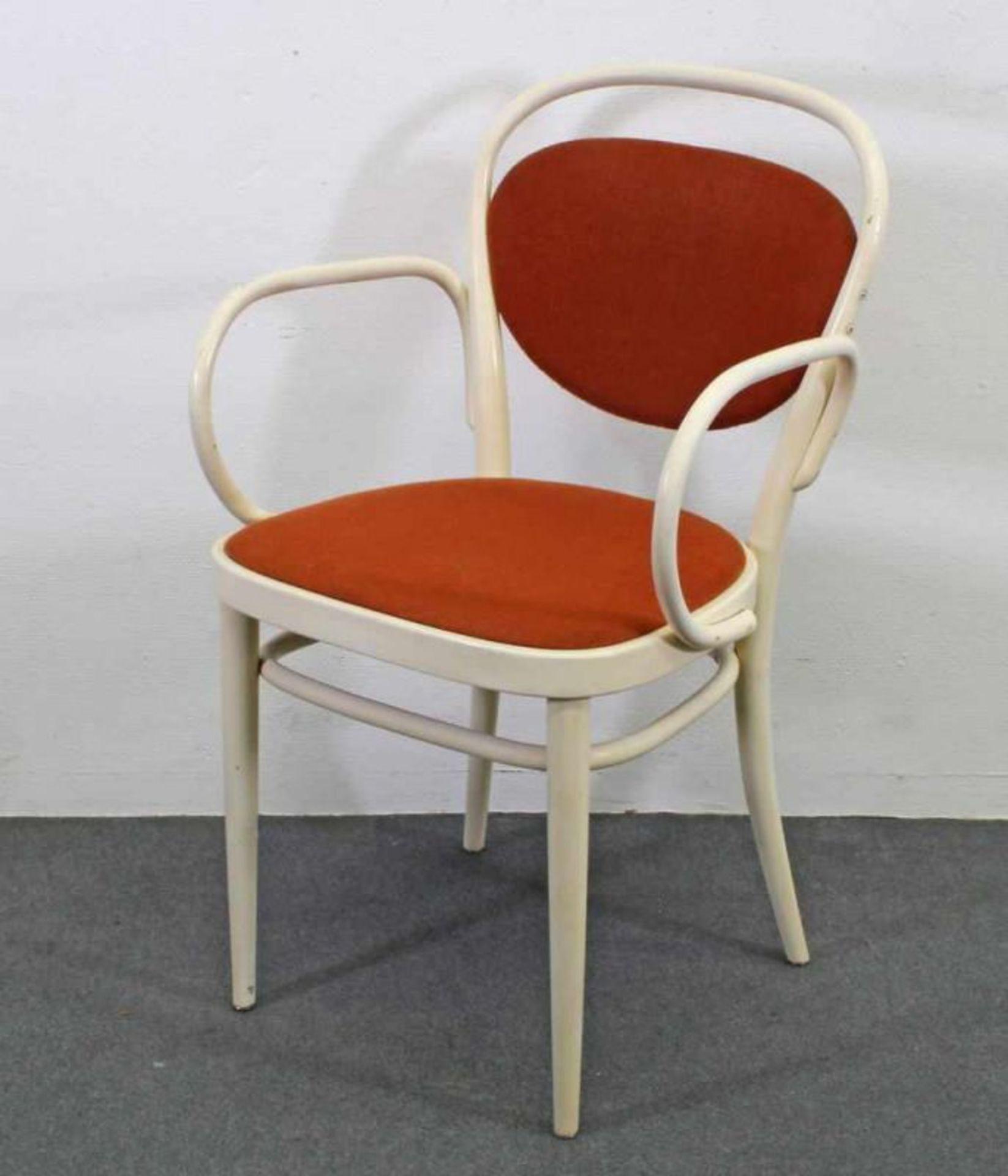 Armstuhl, Thonet, Modell 215 PF, von 1976, Bugholz, original Zustand, Gestell cremefarben, Sitz- und