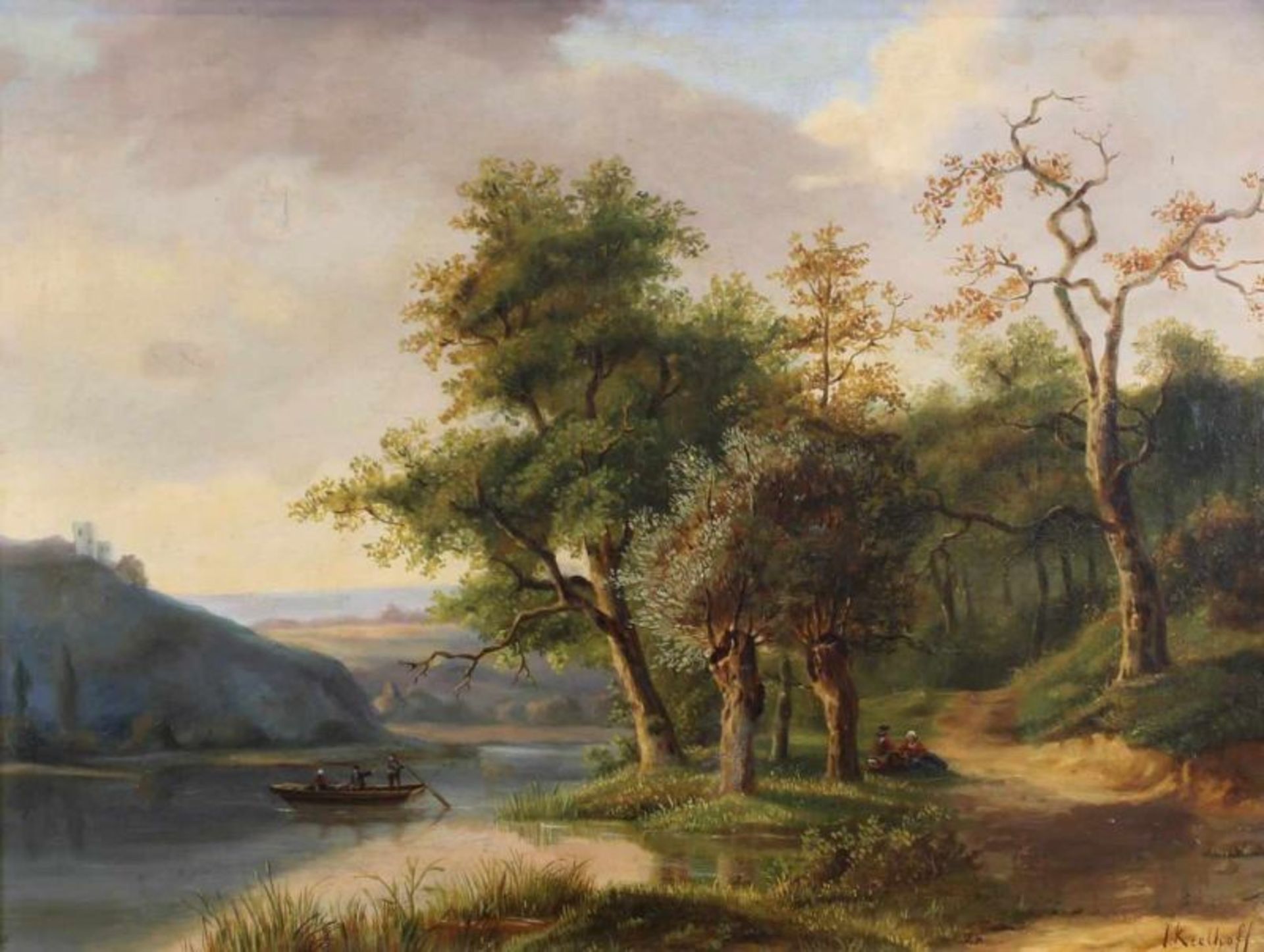 Keelhoff, Frans (Neerharen/Maastricht 1820 - 1893 Brüssel, Landschaftsmaler), "Flusslandschaft",