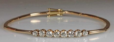 Armband, 1930er Jahre, RG 585, 8 Diamanten zus. ca. 1.40 ct., Altschliff, 18 cm, 7 g 25.00 % buyer's