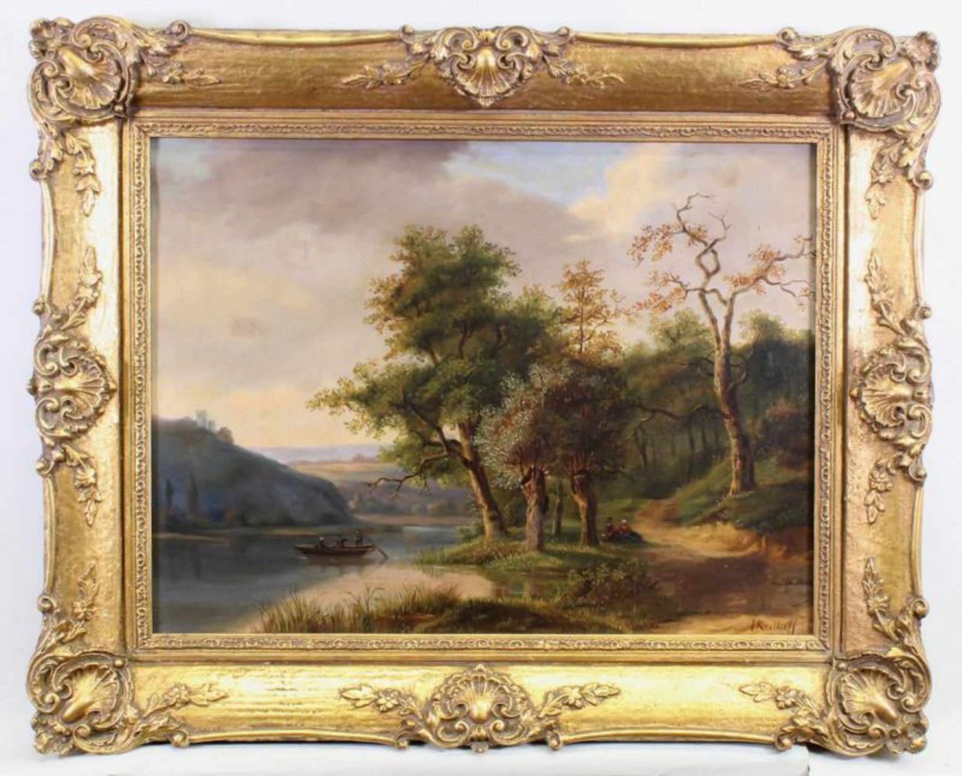 Keelhoff, Frans (Neerharen/Maastricht 1820 - 1893 Brüssel, Landschaftsmaler), "Flusslandschaft", - Image 2 of 4