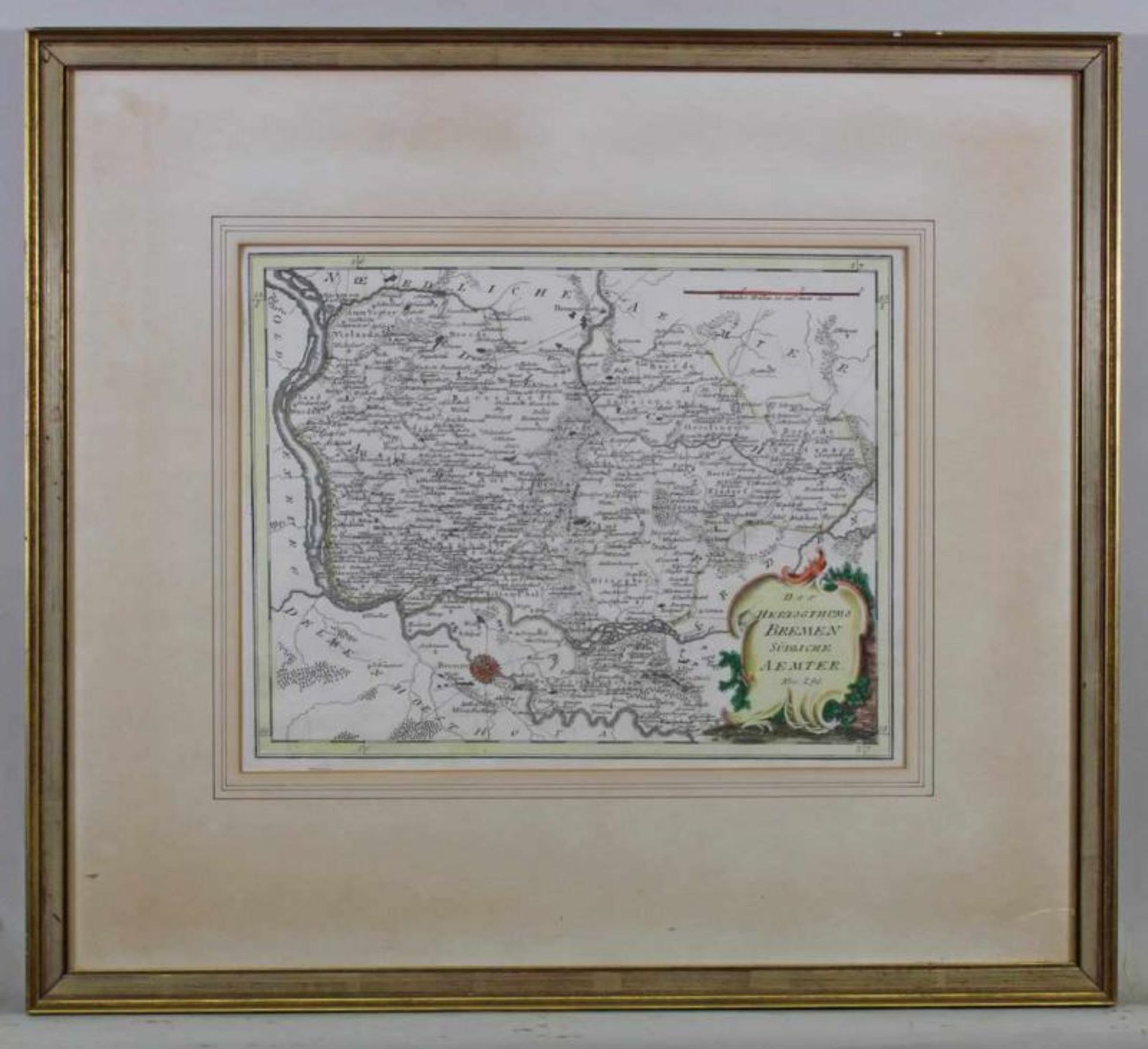 3 teilkolorierte Kupferstichkarten, "Bremen", "Zwey Brücken", "Bodensee", ca. 26 x 30 cm (P.a.), - Image 2 of 3
