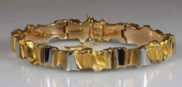 Armband, Lapponia, Model "Alba", Design Björn Weckström, von 1992, GG 585/Platin, 33 g 25.00 %