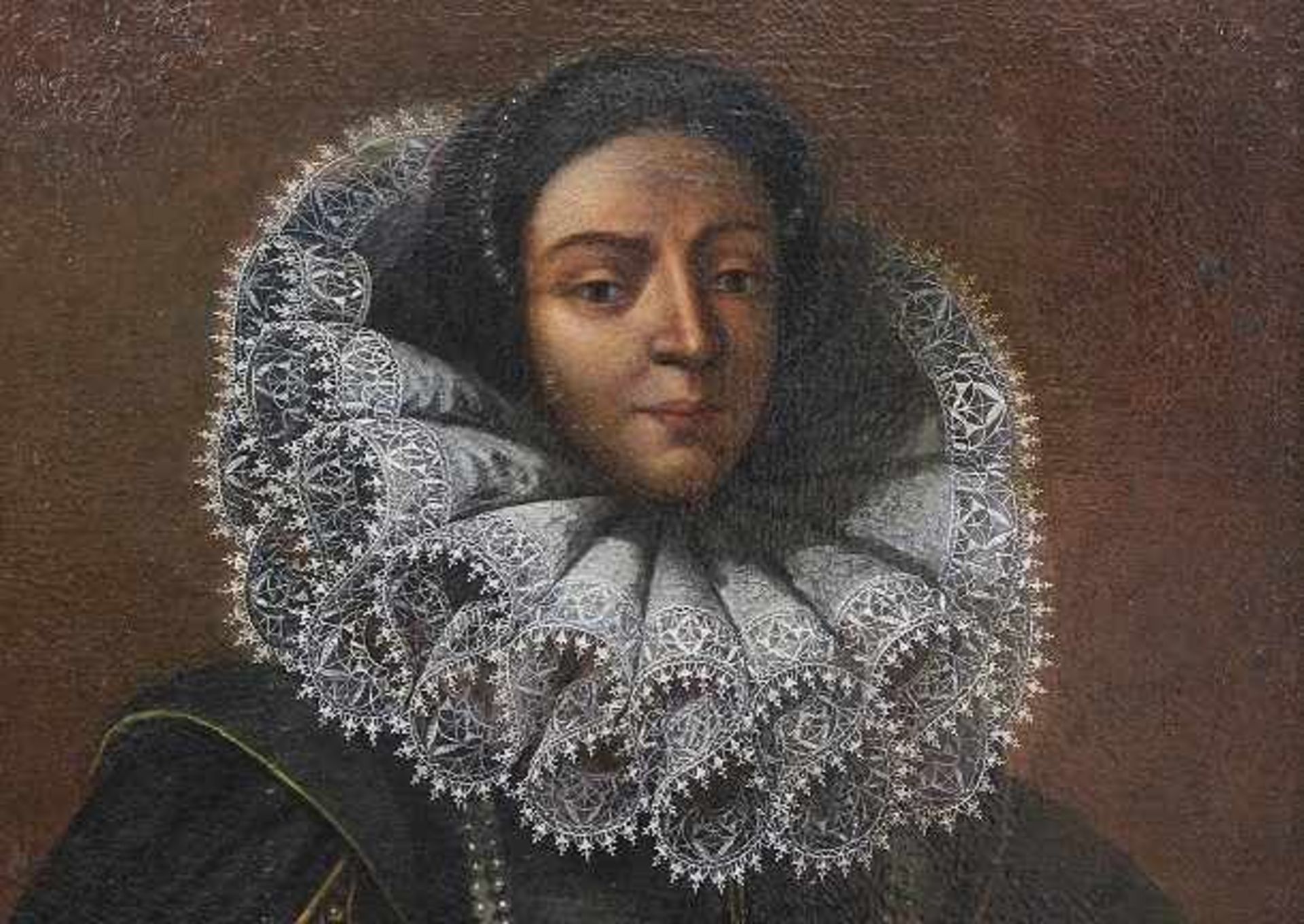 Niederländischer Maler des 17. Jhd. Gemälde, Öl auf Leinwand, Damenportrait, junge Frau in grünem - Image 2 of 3