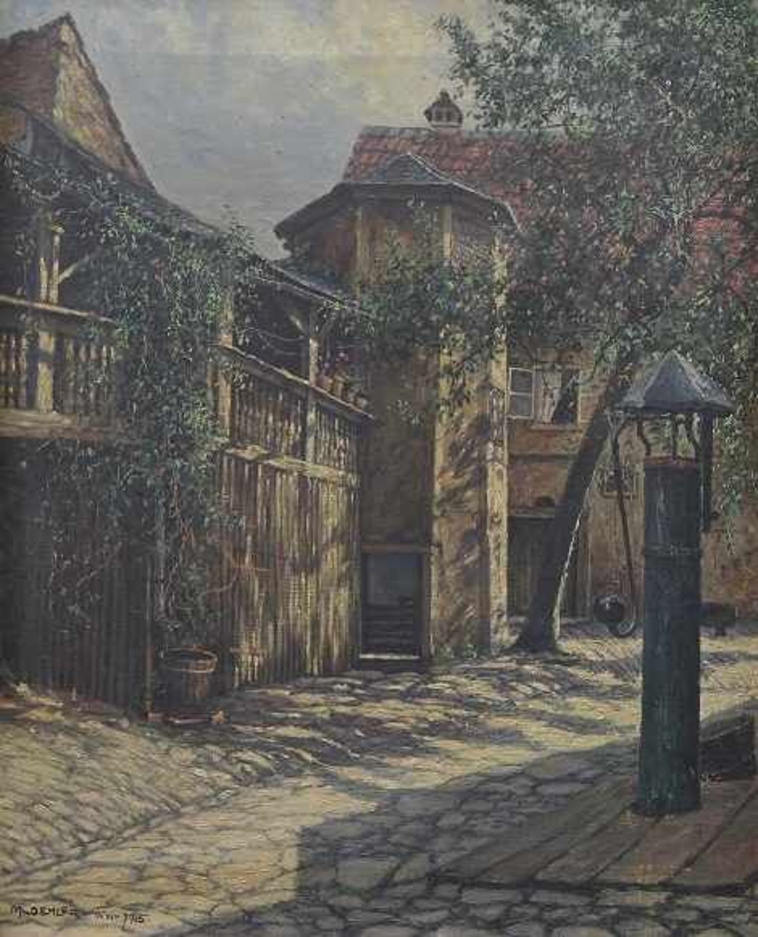 Oehler, Max (Blessenbach / Taunus 1875 - 1946 Weimar) Gemälde "Kratowscher Hof in Weimar", Öl auf - Image 2 of 6