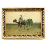 Bonnier, M. (Französischer Maler des 19. Jhd.) Gemälde, Öl auf Leinwand, Kamelkarawane in der Wüste,