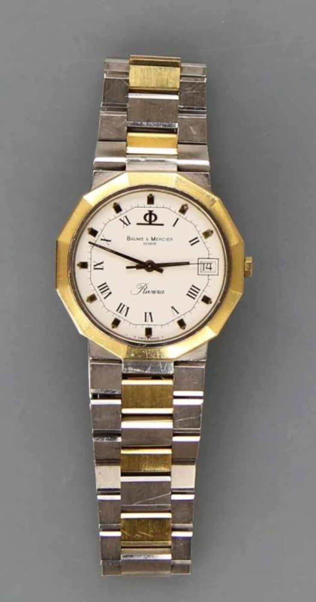 HAU "Baume & Mercier Riviera" Gehäuse und Band Stahl und Gelbgold 18kt., eckiges Gehäuse mit - Image 3 of 4