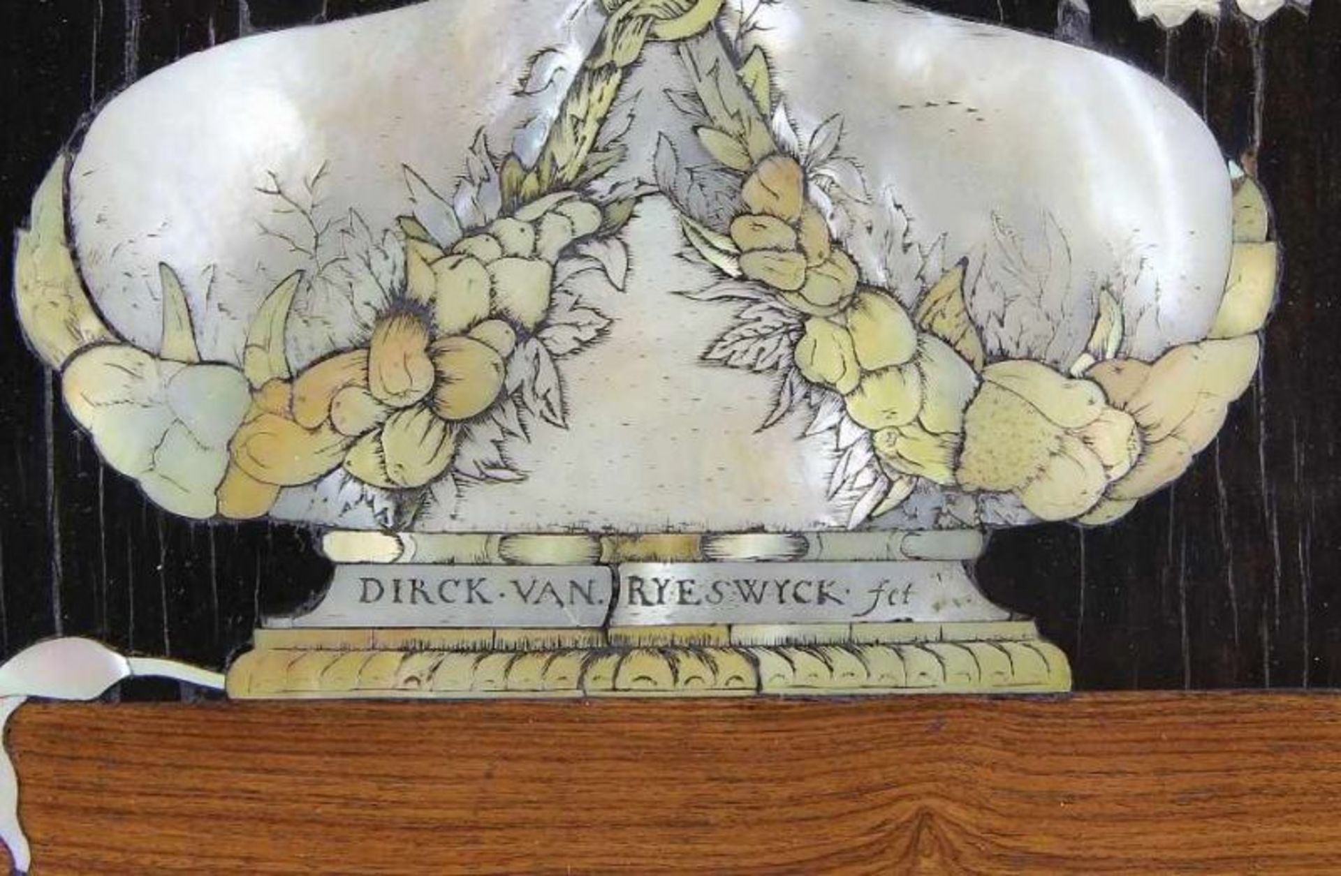 Rijswijck, Dirck van (Kleve 1596 - 1679 Amsterdam) Perlmuttmosaik "Blumenvase", rechteckiges Panel - Image 5 of 6