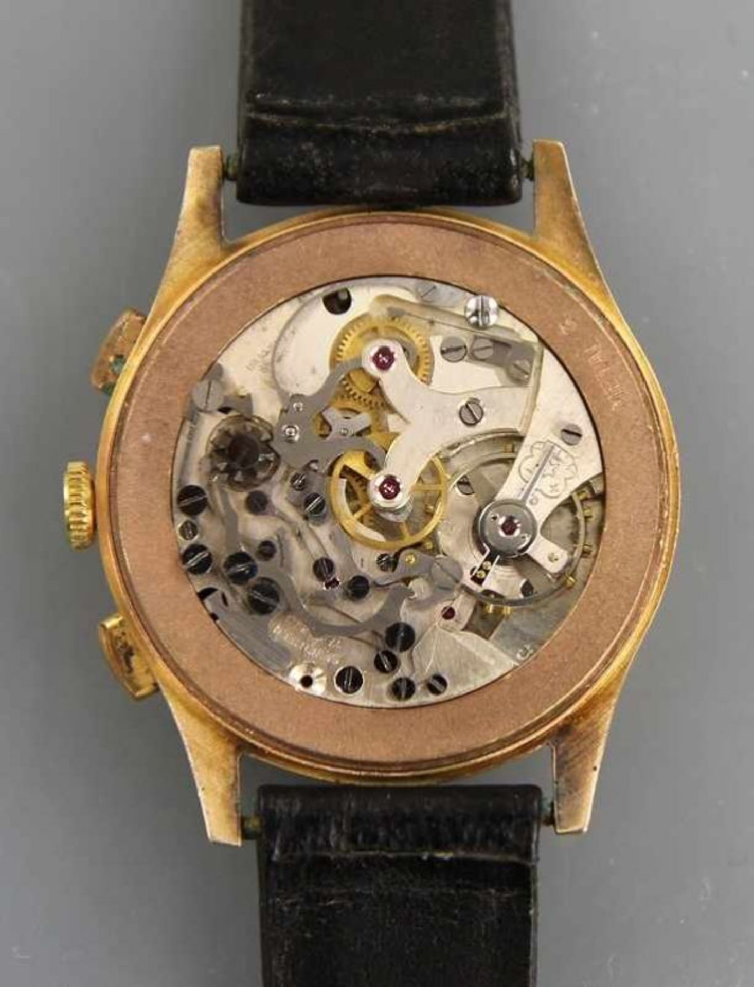 HAU "Chronograph Suisse" Gehäuse 18kt. Gelbgold, Venus - Handaufzugswerk Kaliber 170, rundes Gehäuse - Image 3 of 3