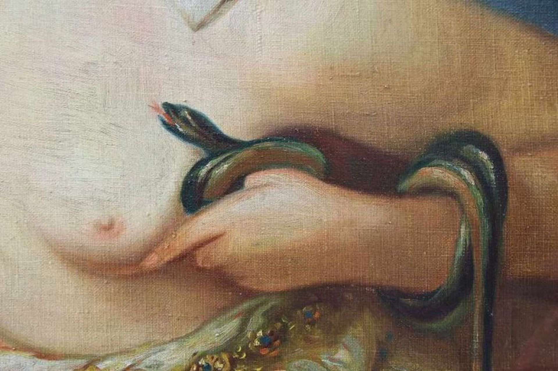 Deutscher Maler des 19./20. Jhd. Gemälde "Tod der Kleopatra", Öl auf Leinwand, unten rechts (wohl - Image 4 of 5