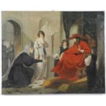 Deutscher Maler des 18./19. Jhd. Gemälde "Die Bittstellerin", Öl auf Leinwand, knieende Frau mit