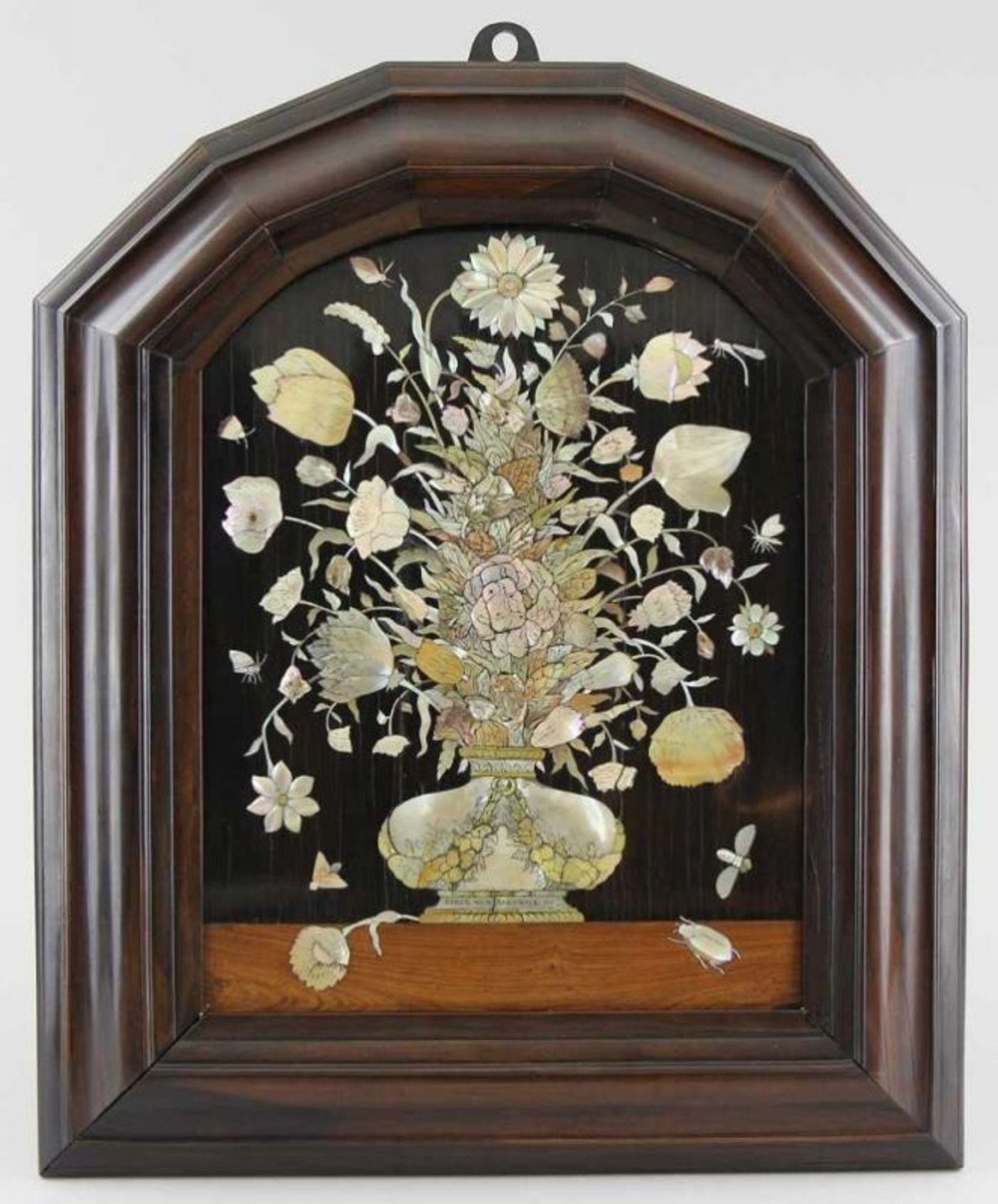 Rijswijck, Dirck van (Kleve 1596 - 1679 Amsterdam) Perlmuttmosaik "Blumenvase", rechteckiges Panel