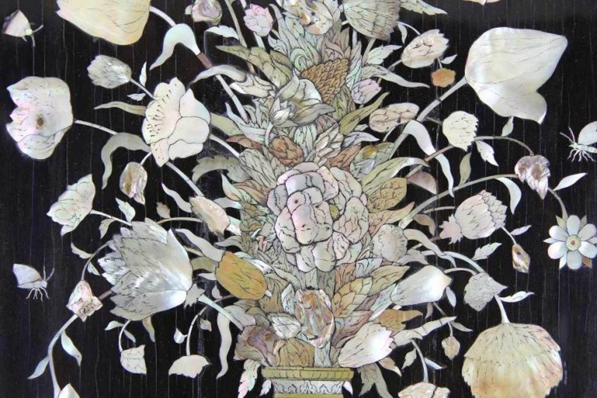 Rijswijck, Dirck van (Kleve 1596 - 1679 Amsterdam) Perlmuttmosaik "Blumenvase", rechteckiges Panel - Image 6 of 6