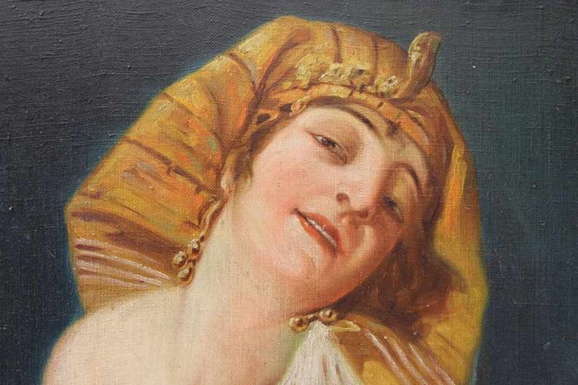 Deutscher Maler des 19./20. Jhd. Gemälde "Tod der Kleopatra", Öl auf Leinwand, unten rechts (wohl - Image 5 of 5