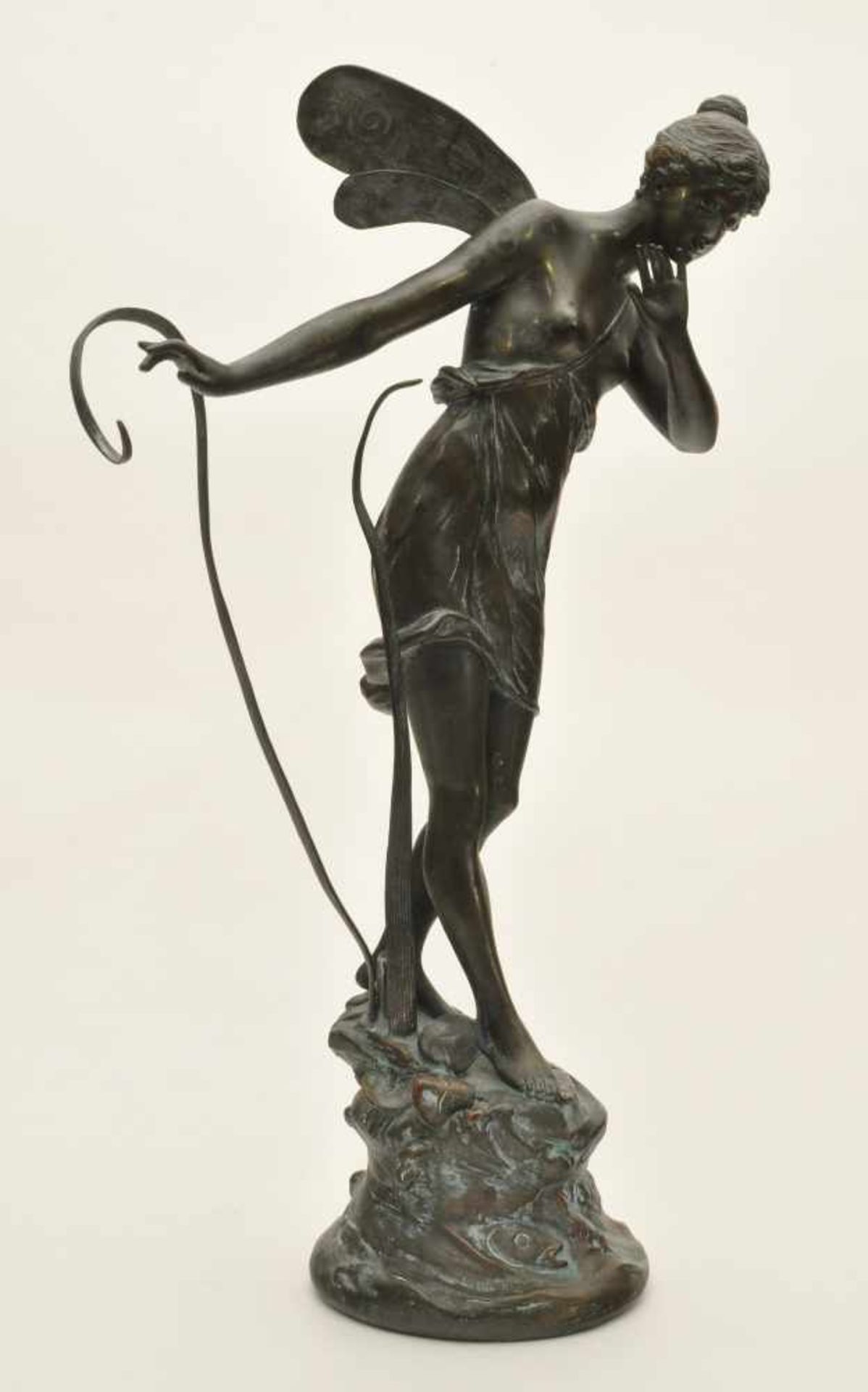 Mayer, Alois (1855 Füssen - 1936 München) "Nymphe", um 1905, Bronzeskulptur mit Sockel aus Gips (