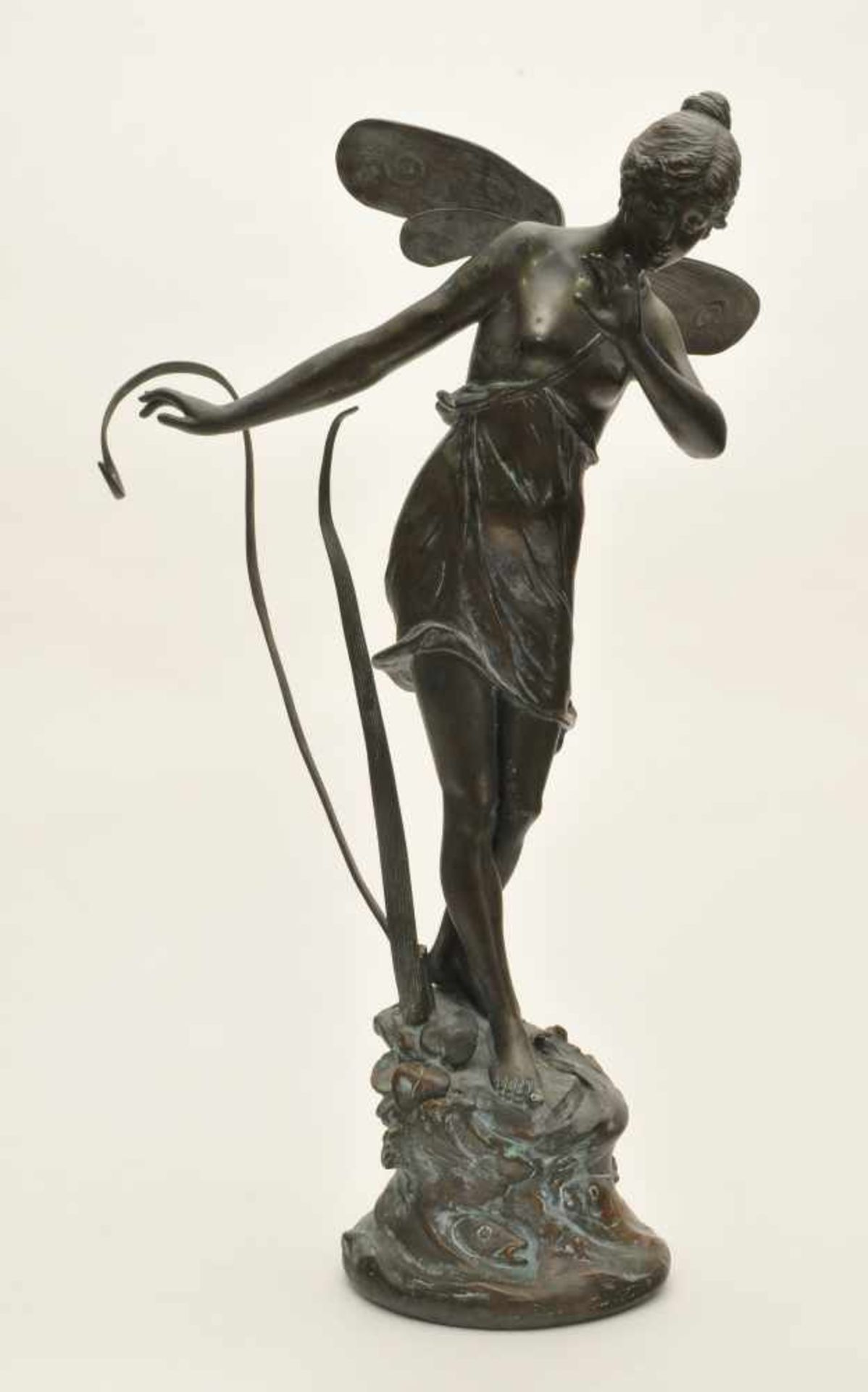 Mayer, Alois (1855 Füssen - 1936 München) "Nymphe", um 1905, Bronzeskulptur mit Sockel aus Gips ( - Bild 2 aus 4