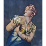 Aquarellist (deutsch um 1920), 315. Aquarellist (deutsch um 1920), "Tänzerin mit Glasvase",