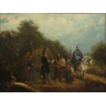 Rechlin, Carl (1804 - 1882) "An der Zollstation", Öl auf Lw, 39 x 52,5 cm, links unten signiert