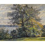 Hennemann, Karl Rudolf (1884 Waren/Müritz - 1972 Schwerin) "Seenlandschaft in Mecklenburg", Öl auf