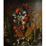 Stilllebenmaler, Frankreich um 1770, "Blumen im Garten", Öl auf Lw., 87,0 x 76,0 cm, originaler,