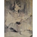 Zak, Eugeniusz (1884 - 1926) zuge. "Mandolinespielerin", Kreidezeichnung, 26 x 20 cm