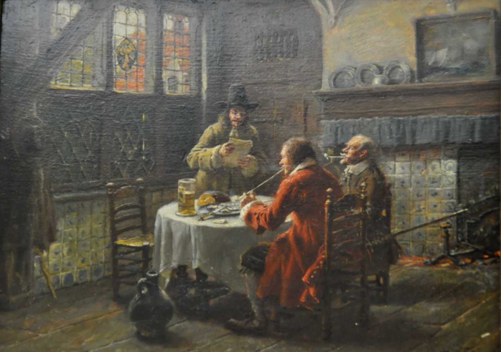 Gaisser, Max (1857 - 1922), "Beim Notar", Öl auf Holz, 24,0 x 32,0 cm, rechts unten signiert