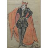 Vrubel, Michail A. (1856 - 1910) "Mephisto mit rotem Umhang", Aquarell, 27 x 19,5 cm, rechts unten