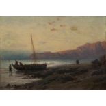 Mesherski, Arseny Ivanovitsch (1834 - 1902) "Fischerboot an der Küste", Öl auf Lw./Karton, 35 x 50