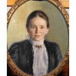 Jensen, Deutsch um 1900 "Portrait einer Dame", 49 x 40 cm, Oval, Spiegelrahmen