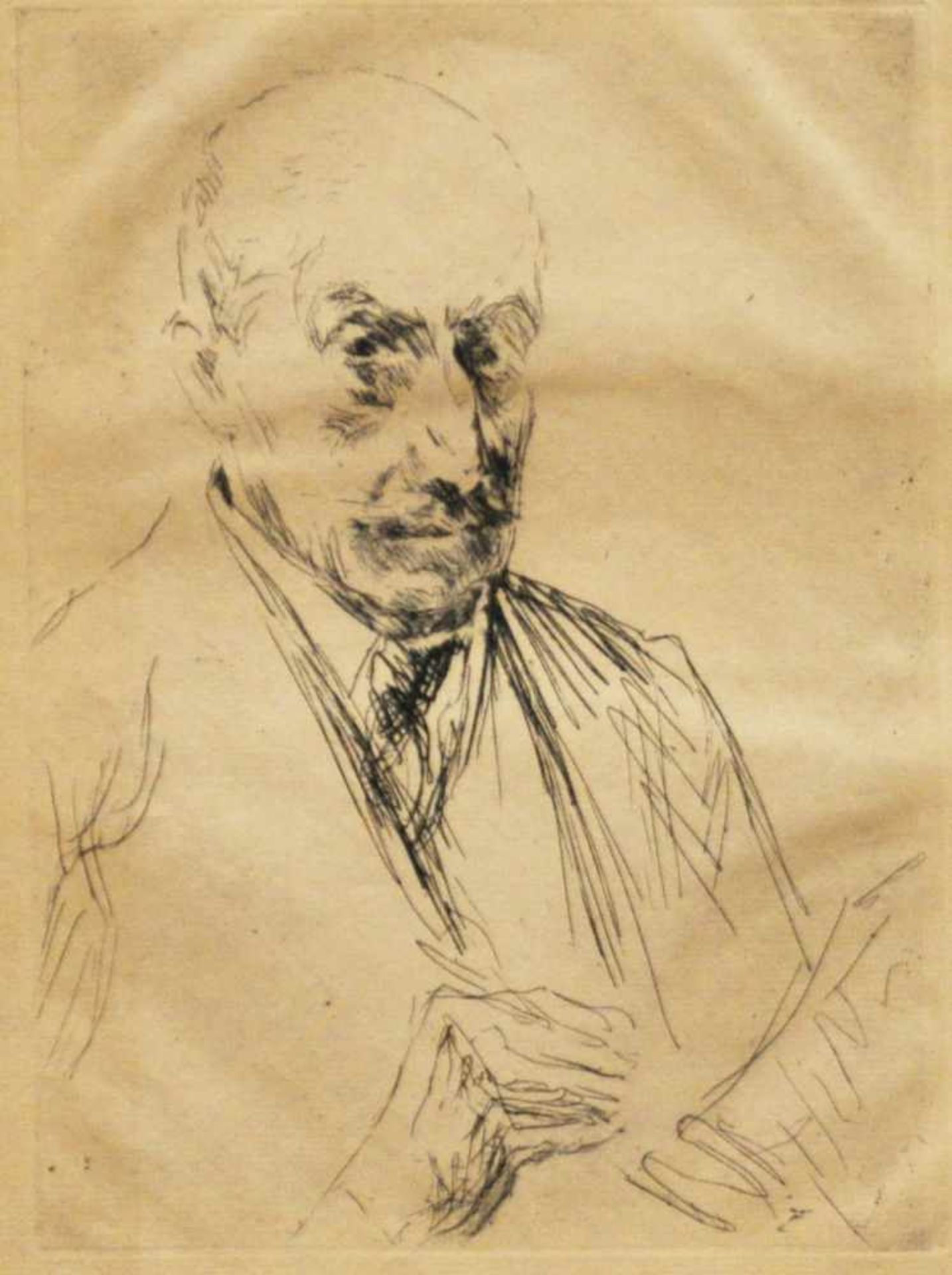 Liebermann, Max ( 1847 - 1933)"Selbstbildnis", Radierung, 24 x 18 cm, aus dem Buch von Erich