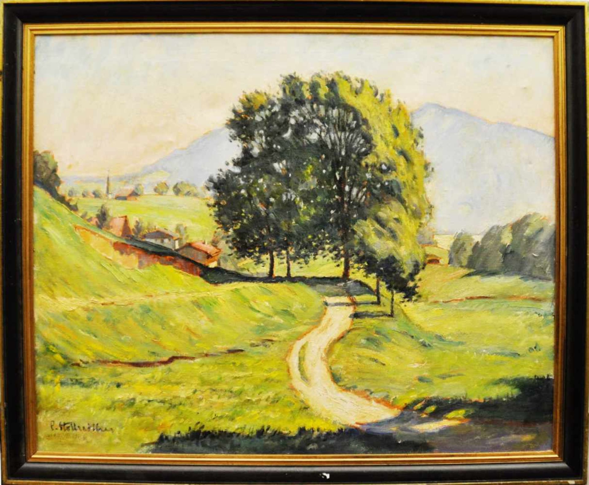 Stollreiter, Paul (1886 - 1973)"Landschaft in Bayern", Öl auf Lw, 80 x 100 cm, links unten signiert
