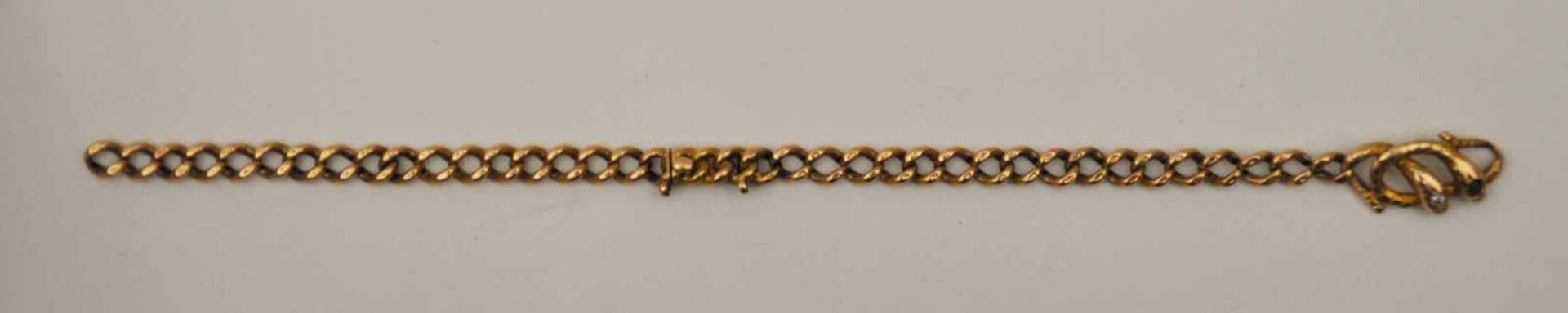 Armband um 1900,in der Mitte 2 Schlangen mit Steinen, Gold 14 ct, Gew. 6 g, Verschluß beschädigt