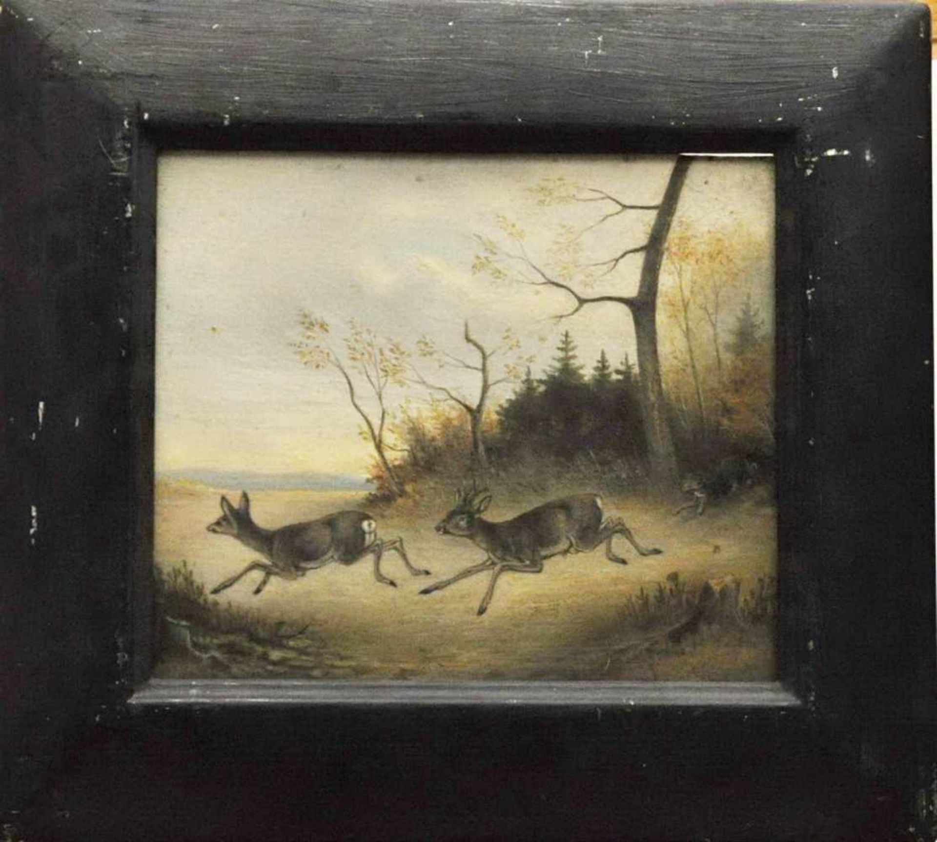 Schleich, August (1814 - 1865)"Schäferhund auf der Jagd",Öl auf Holz, 25 x 21,5 cm