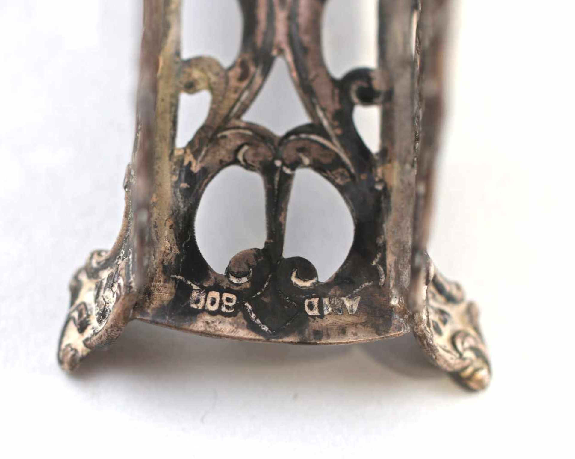Silberner Serviettenständer800er Silber, gepunzt Adam Manns & Sohn, Doeringheim, ca. 82 g, auf 4 - Bild 4 aus 4