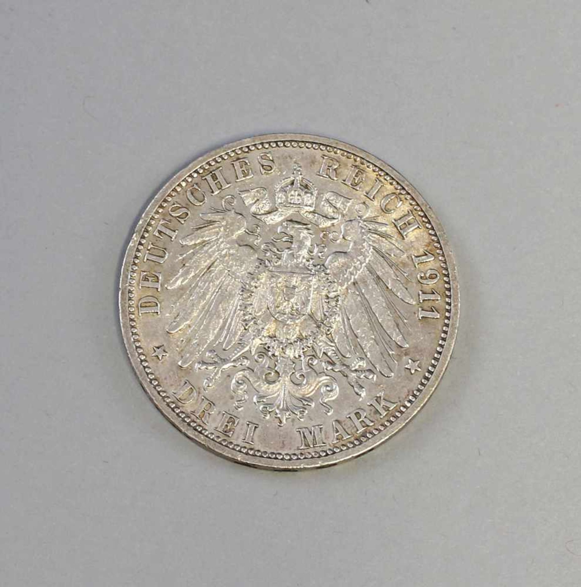 3 Mark Deutsches Reich Württemberg 19113 Mark Deutsches Reich Württemberg 1911 (F), Wilhelm II - Bild 2 aus 2