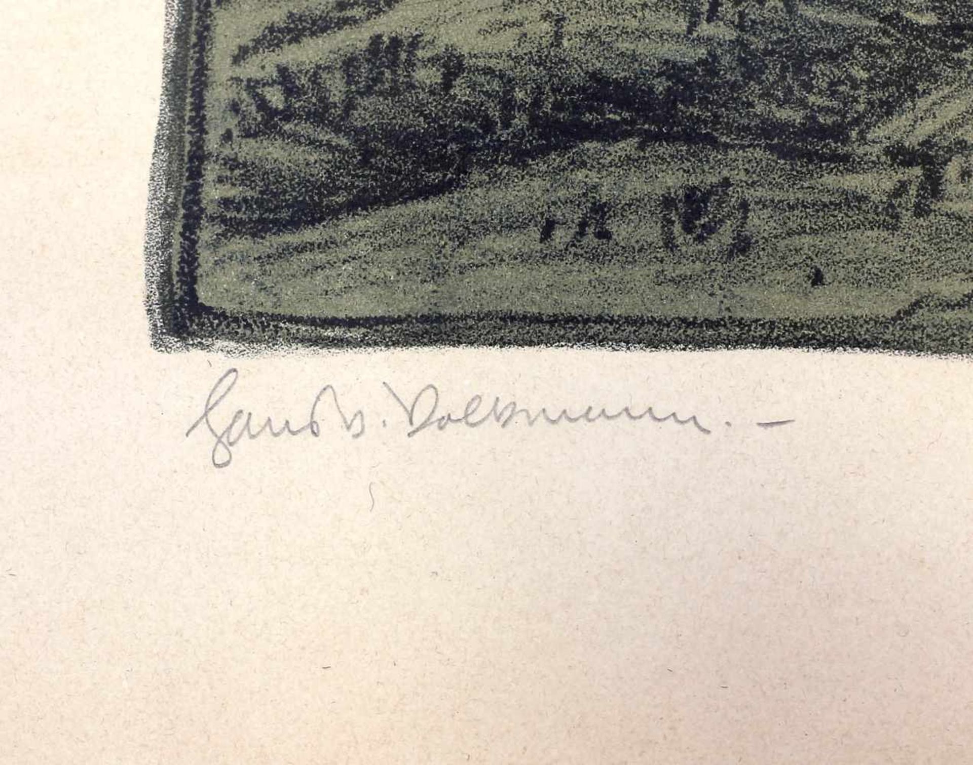 von Volkmann, Landschaft im Spätsommer Farblithographie, li. u. von Hand sign. "Hans v. Volkmann", - Bild 2 aus 2