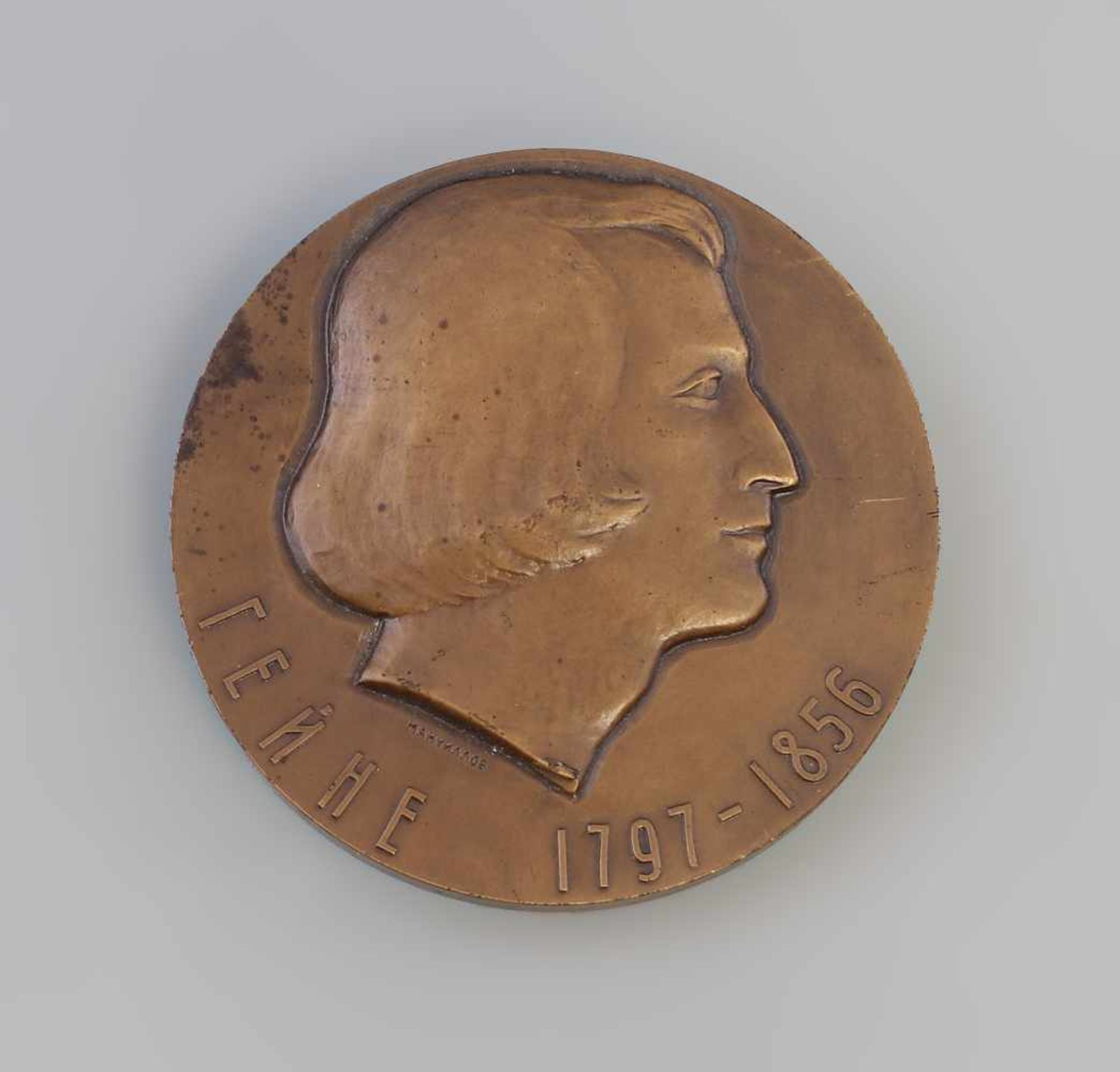 Bronzemedaille Heinrich Heine Sowjetunion 1974Bronze, Sowjetunion 1974, Vs Profil von Heine (1797-