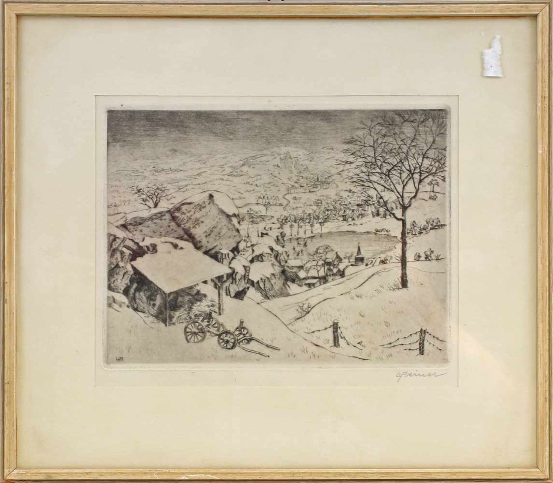 Peiner, Winterliche LandschaftOriig.-Radierung, in der Platte li. u. monogramm. "WP", re. u.