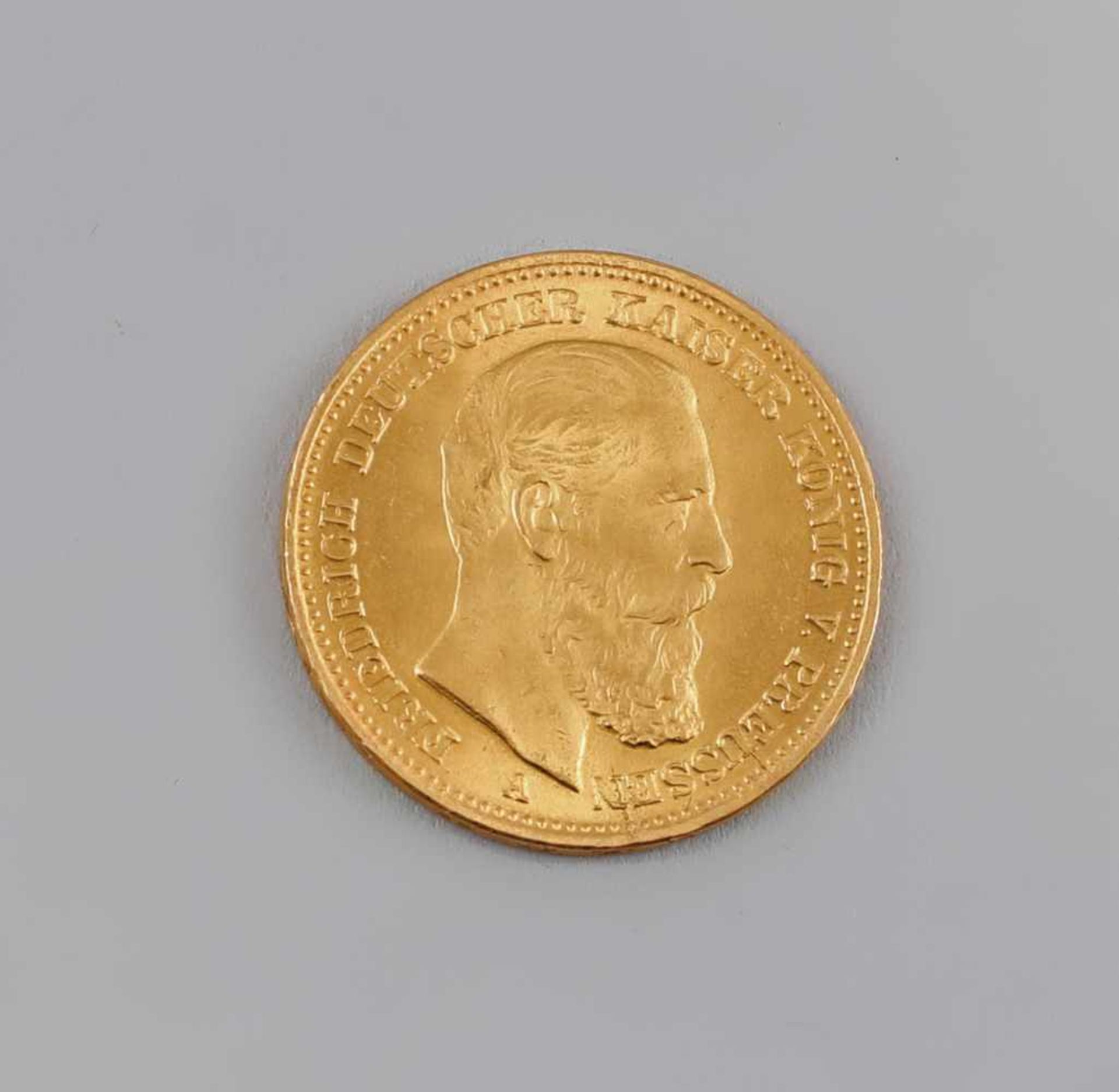 Goldmünze 20 Mark Deutsches Reich 1888 Friedrich III900er Gold, 7,86 g, D 22,5 mm, 20 Mark Deutsches