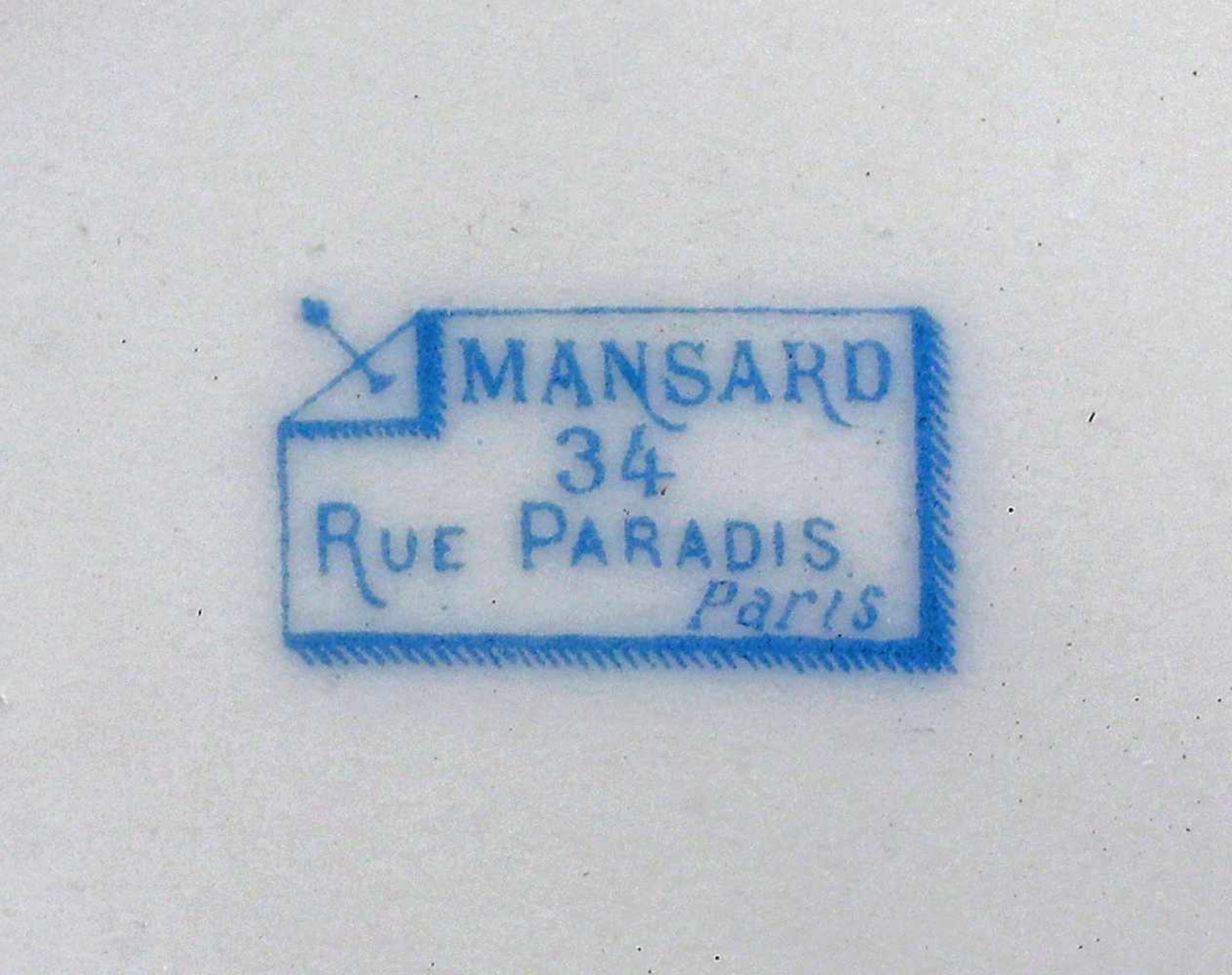 Großer Teller Frankreichungemarkt, Vertriebsmarke: Mansard rue Paradis 34 Paris, wohl Limoges, - Bild 3 aus 3