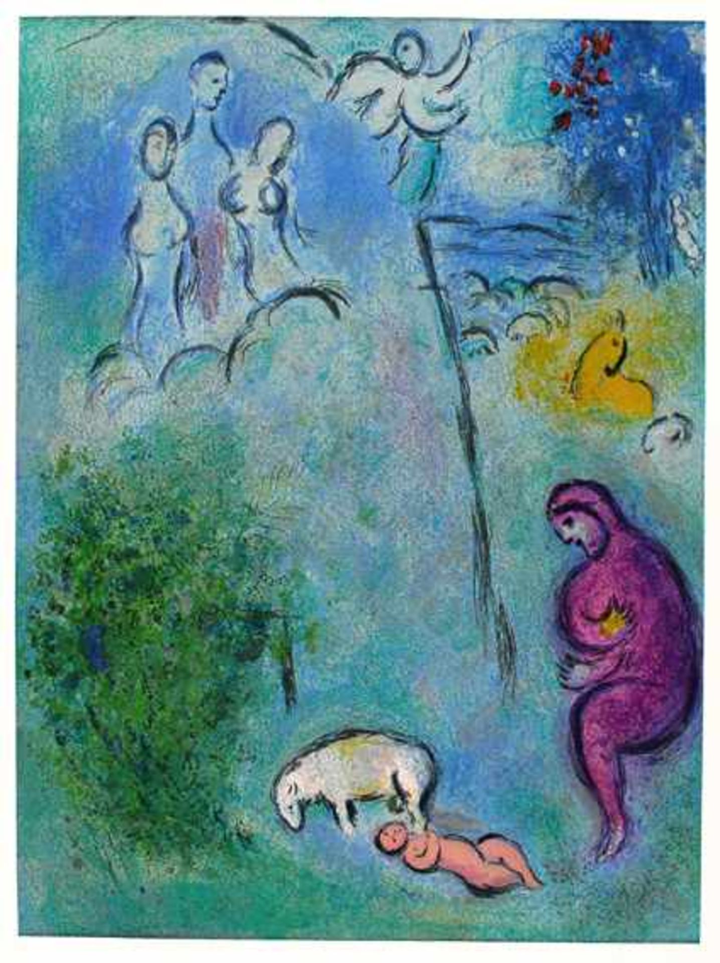 Chagall, Marc, Daphnis findet ChloeOffset-Farblithographie, aus dem Zyklus "Daphnis und Chloe",