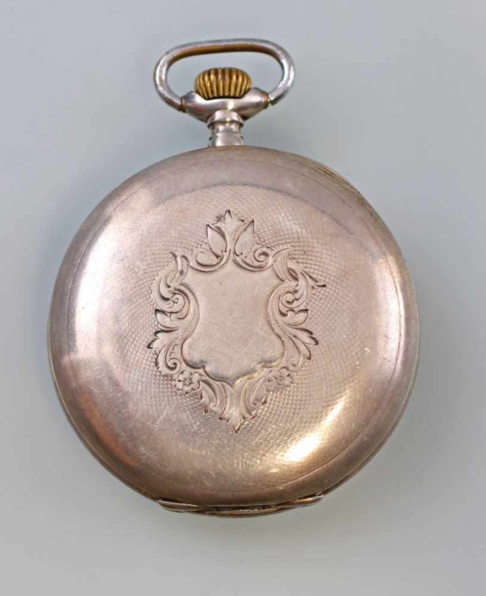 Silberne Taschenuhr Omegaum 1900, 800er Silber (beide Deckel gepunzt), Ankerwerk mit 15 Steinen, - Bild 2 aus 4