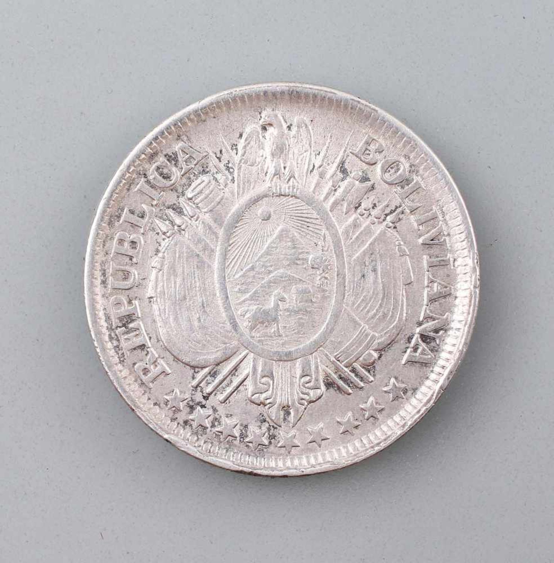 Silber-Münze 50 Centavos Bolivia 1891900er Silber, ca. 12,5 g, Zustand ss-vz