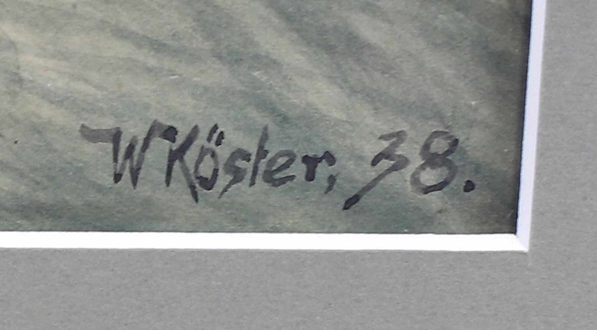 Köster, Junge Frau im Kleidre. u. sign. "W. Köster" u. dat. (19)38, Walter Köster, verz. in - Bild 2 aus 3