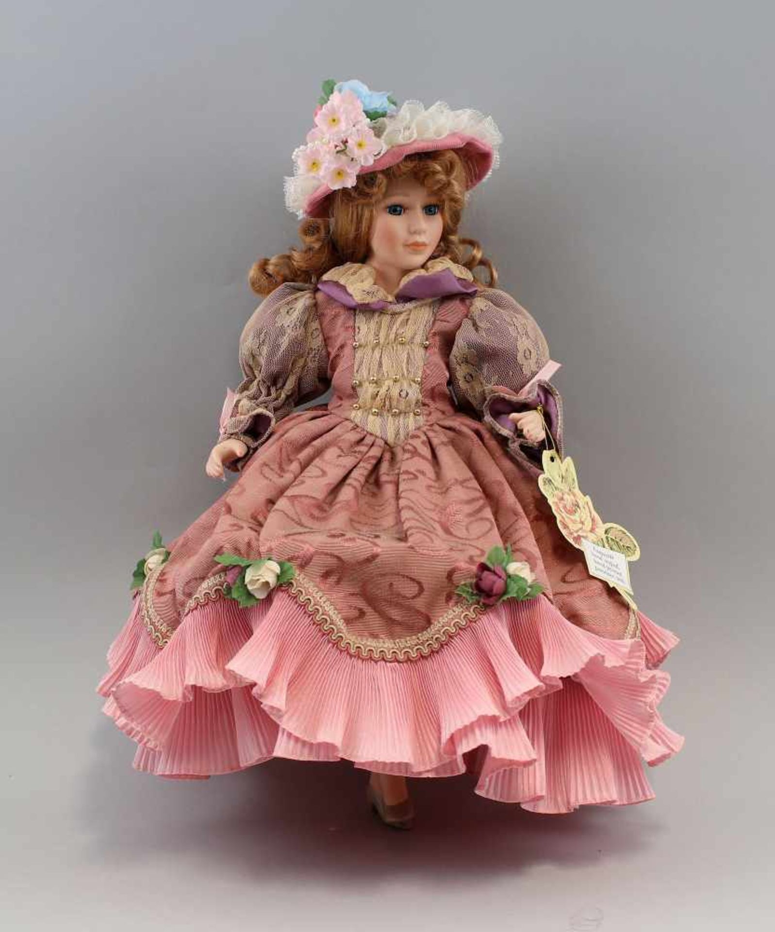 Künstlerpuppe Porzellankopf Victorian Dollunbespielt, aus Sammlungsauflösung, H 38 cm